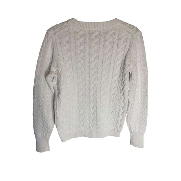 NWT J. Crew Cable-Knit White Cotton Sweater-sz Small - Picture 4 of 6